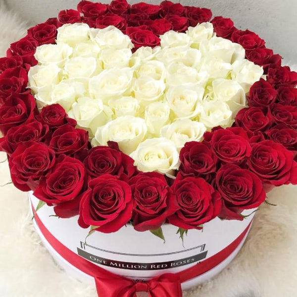 Classic Collection - One Million Box - Rose Bianche e Rosse - Scatola Bianca