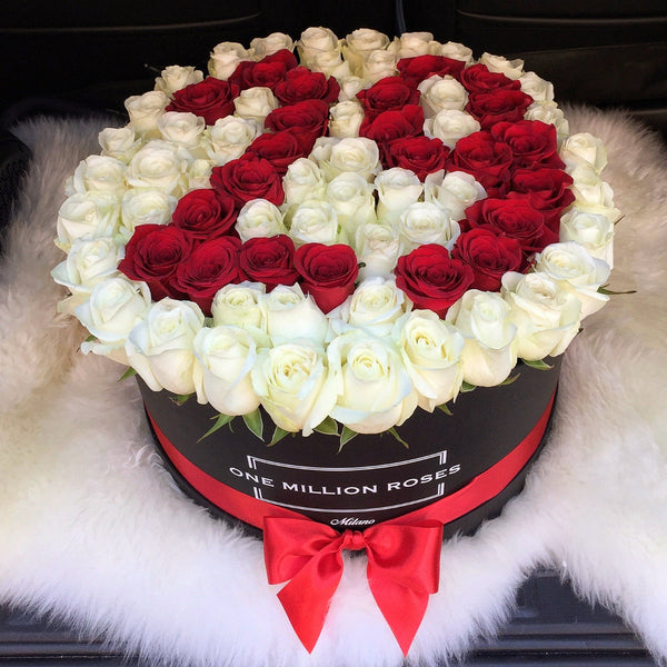 Collezione Personalizzata - One Million - Rose Rosse e Bianche - Scatola Bianca