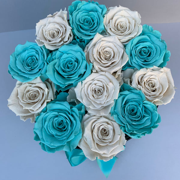 Mille Rose - Senza Tempo - Small Box - Rose Tiffany e Bianche - Scatola Nera