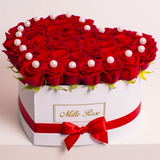 Love Collection - Rose Rosse con Perle - Scatola Bianca