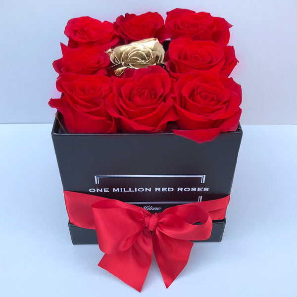 Luxury Collection- Cube - Rose Rosse Oro - Scatola Nera