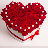 Love Collection - Rose Rosse con Perle - Scatola Bianca