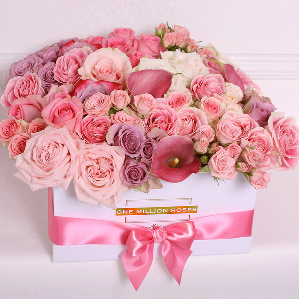 Classic Collection - Square Box - Rose Rosa mix - Scatola Bianca